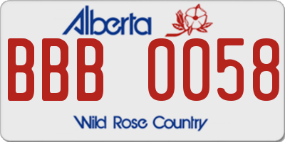 AB license plate BBB0058