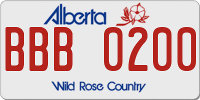 AB license plate BBB0200