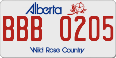 AB license plate BBB0205