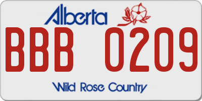 AB license plate BBB0209