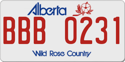 AB license plate BBB0231