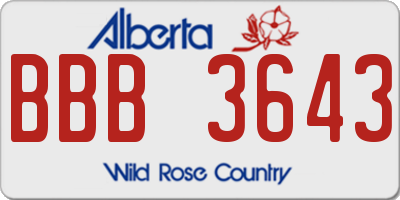 AB license plate BBB3643