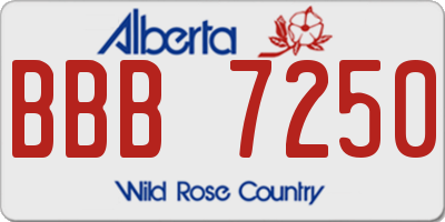 AB license plate BBB7250
