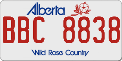 AB license plate BBC8838