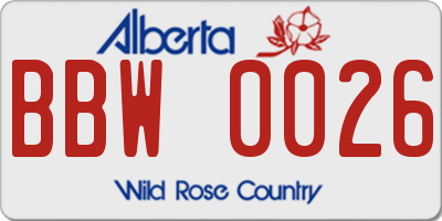 AB license plate BBW0026