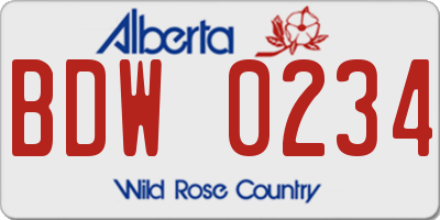 AB license plate BDW0234