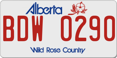 AB license plate BDW0290