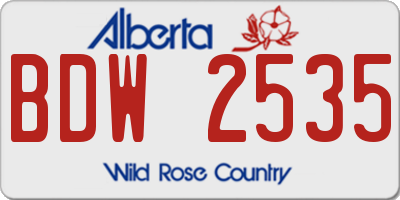 AB license plate BDW2535