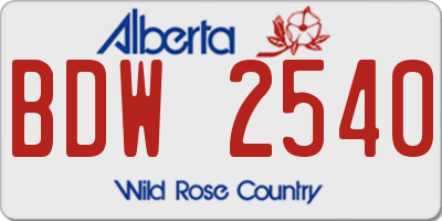 AB license plate BDW2540