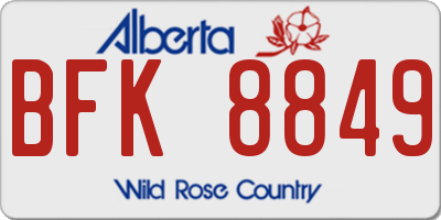 AB license plate BFK8849