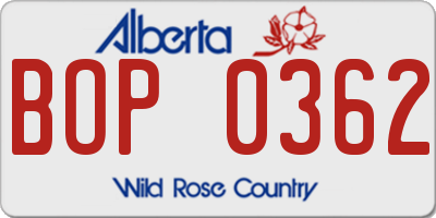 AB license plate BOP0362