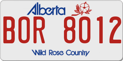 AB license plate BOR8012