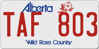 AB license plate TAF803