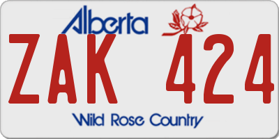 AB license plate ZAK424