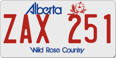 AB license plate ZAX251