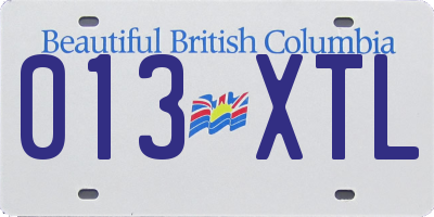 BC license plate 013XTL