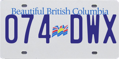 BC license plate 074DWX
