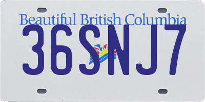 BC license plate 36SNJ7