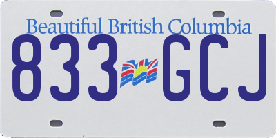 BC license plate 833GCJ