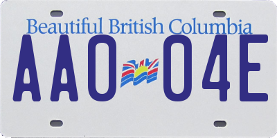 BC license plate AA004E