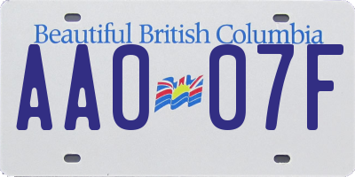 BC license plate AA007F