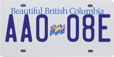 BC license plate AA008E