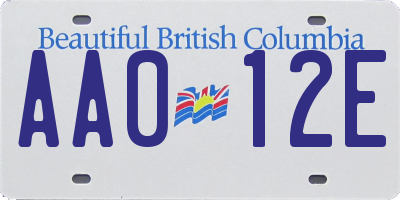 BC license plate AA012E