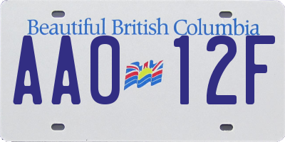 BC license plate AA012F
