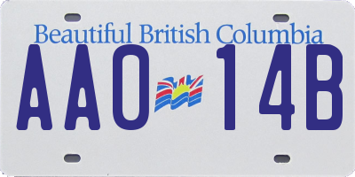 BC license plate AA014B