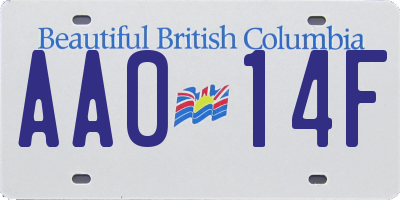 BC license plate AA014F