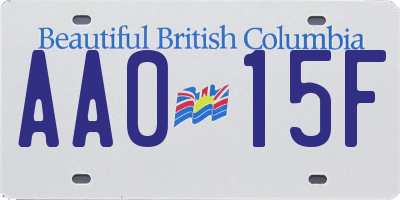 BC license plate AA015F