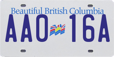 BC license plate AA016A