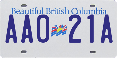 BC license plate AA021A