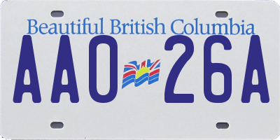 BC license plate AA026A