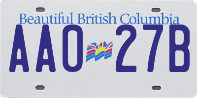 BC license plate AA027B