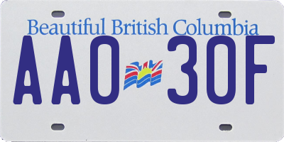 BC license plate AA030F