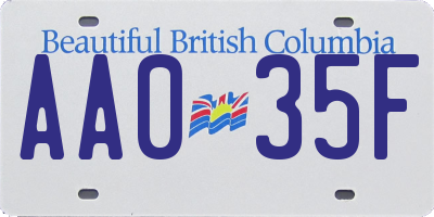 BC license plate AA035F