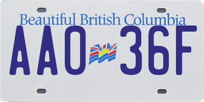 BC license plate AA036F