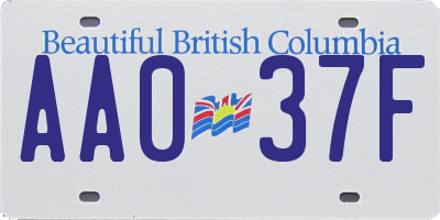 BC license plate AA037F