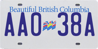 BC license plate AA038A