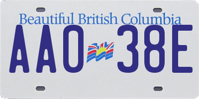 BC license plate AA038E