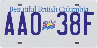 BC license plate AA038F