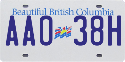 BC license plate AA038H