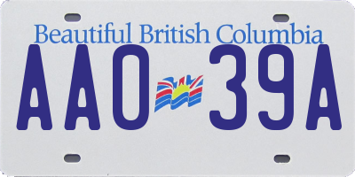BC license plate AA039A
