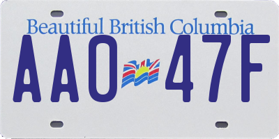 BC license plate AA047F