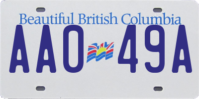 BC license plate AA049A