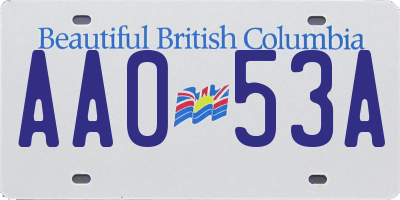 BC license plate AA053A