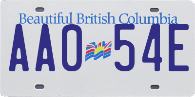 BC license plate AA054E