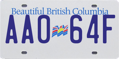 BC license plate AA064F