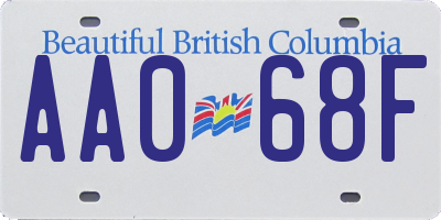 BC license plate AA068F